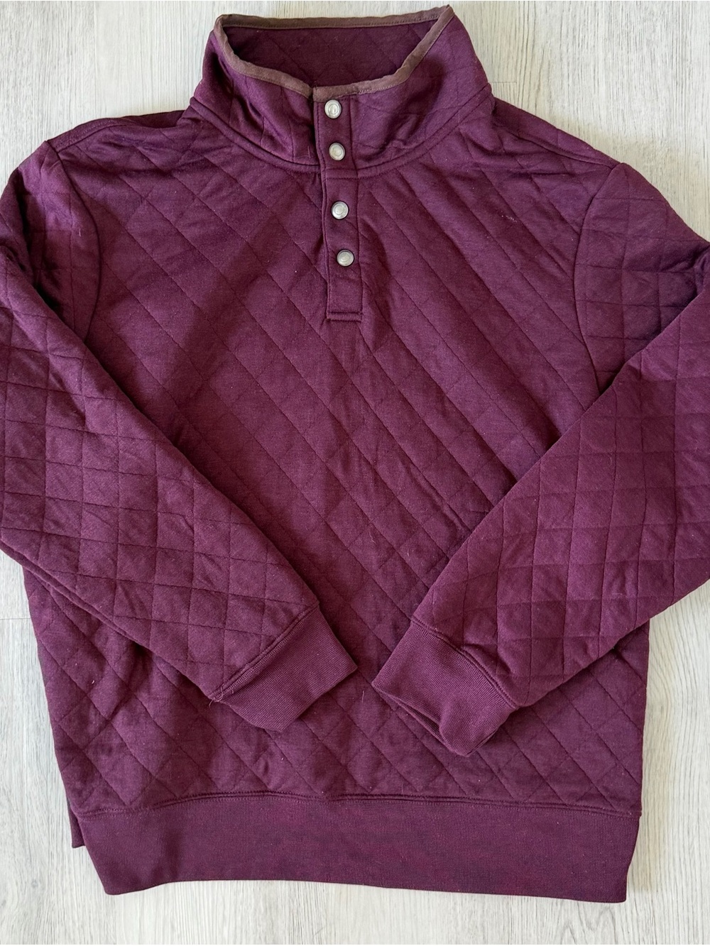 Quilted Snap-Front Pullover Jacket - Burgundy